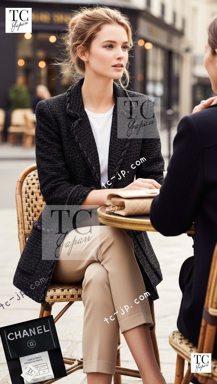 CHANEL 07PF black blue metallic wool cashmere tweed jacket coat 1