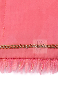 CHANEL 20PF Pink V-Neck Wool Tweed Jacket Coat CC Logo Button 50 シャネル ピンク ウール ツイード Vネック ジャケット コート CCロゴボタン 即発