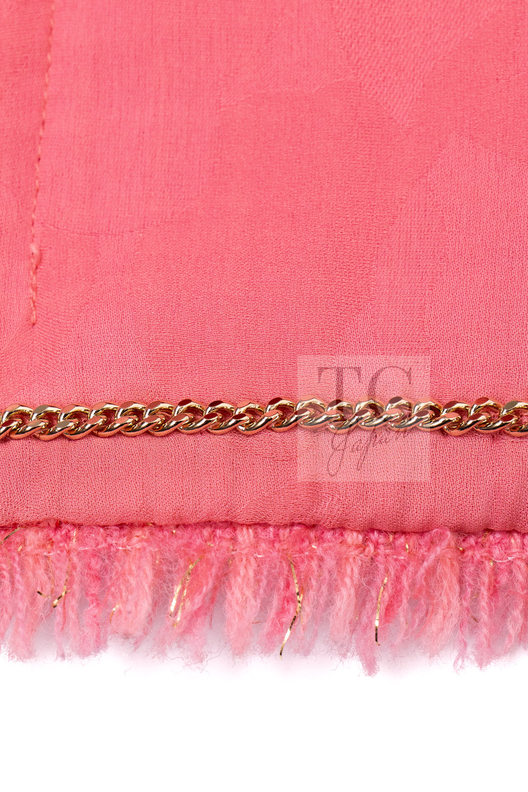 CHANEL 20PF Pink V-Neck Wool Tweed Jacket Coat CC Logo Button 50 シャネル ピンク ウール ツイード Vネック ジャケット コート CCロゴボタン 即発