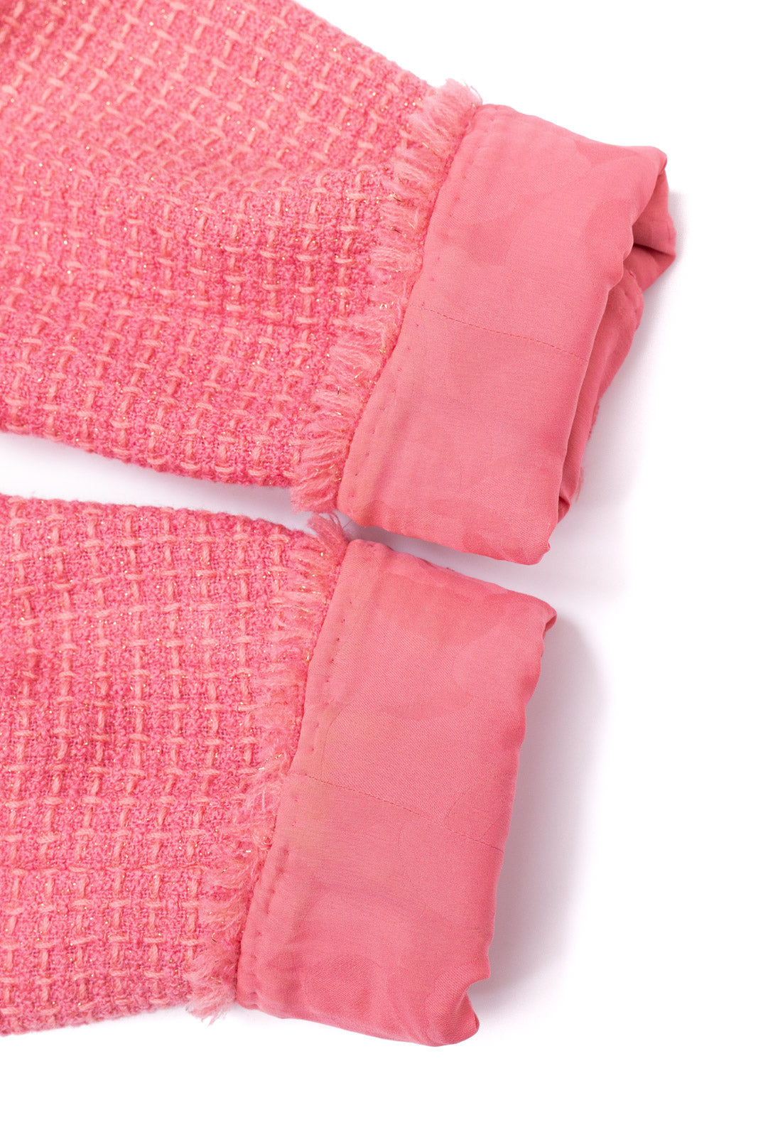 CHANEL 20PF Pink V-Neck Wool Tweed Jacket Coat CC Logo Button 50 シャネル ピンク ウール ツイード Vネック ジャケット コート CCロゴボタン 即発