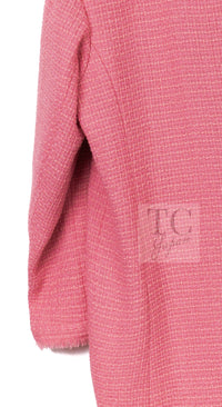 CHANEL 20PF Pink V-Neck Wool Tweed Jacket Coat CC Logo Button 50 シャネル ピンク ウール ツイード Vネック ジャケット コート CCロゴボタン 即発