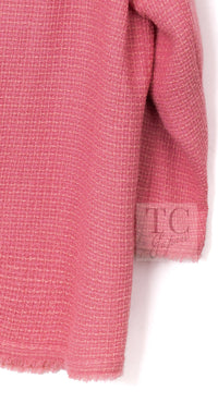CHANEL 20PF Pink V-Neck Wool Tweed Jacket Coat CC Logo Button 50 シャネル ピンク ウール ツイード Vネック ジャケット コート CCロゴボタン 即発