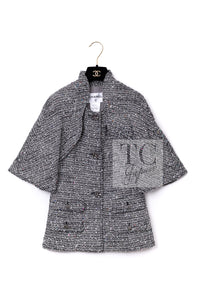CHANEL 15C Black White Sequin Cotton Wool Tweed Jacket 36 シャネル ブラック ホワイト スパンコール コットン ウール ツイード ジャケット 即発