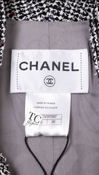 CHANEL 15C Black White Sequin Cotton Wool Tweed Jacket 36 シャネル ブラック ホワイト スパンコール コットン ウール ツイード ジャケット 即発