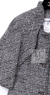 CHANEL 15C Black White Sequin Cotton Wool Tweed Jacket 36 シャネル ブラック ホワイト スパンコール コットン ウール ツイード ジャケット 即発