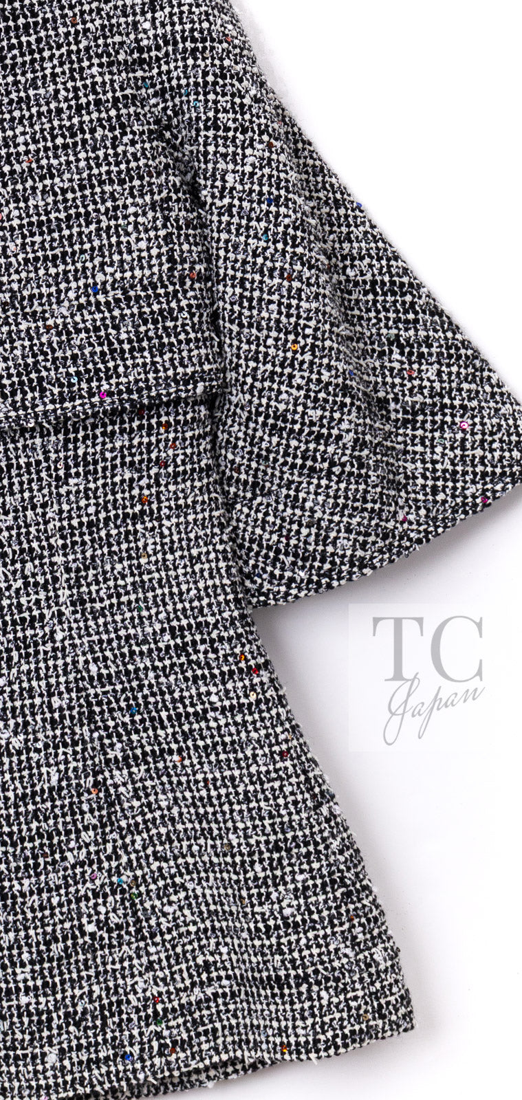 CHANEL 15C Black White Sequin Cotton Wool Tweed Jacket 36 シャネル ブラック ホワイト スパンコール コットン ウール ツイード ジャケット 即発