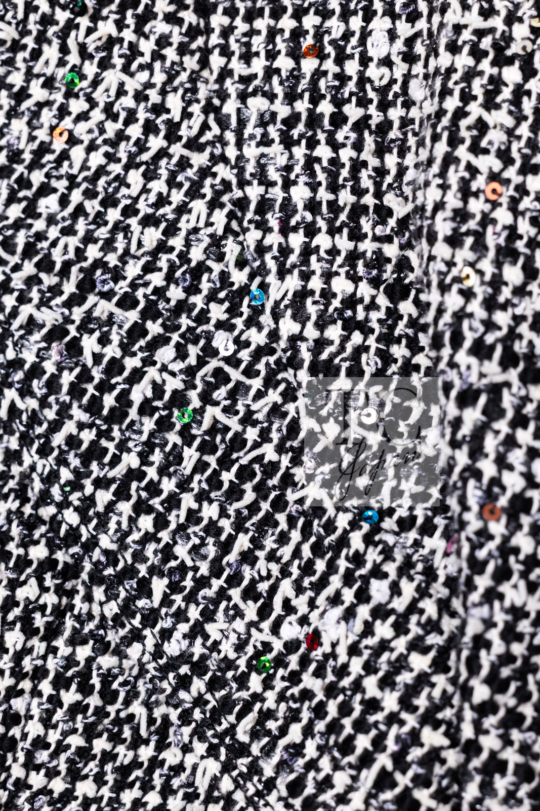 CHANEL 15C Black White Sequin Cotton Wool Tweed Jacket 36 シャネル ブラック ホワイト スパンコール コットン ウール ツイード ジャケット 即発