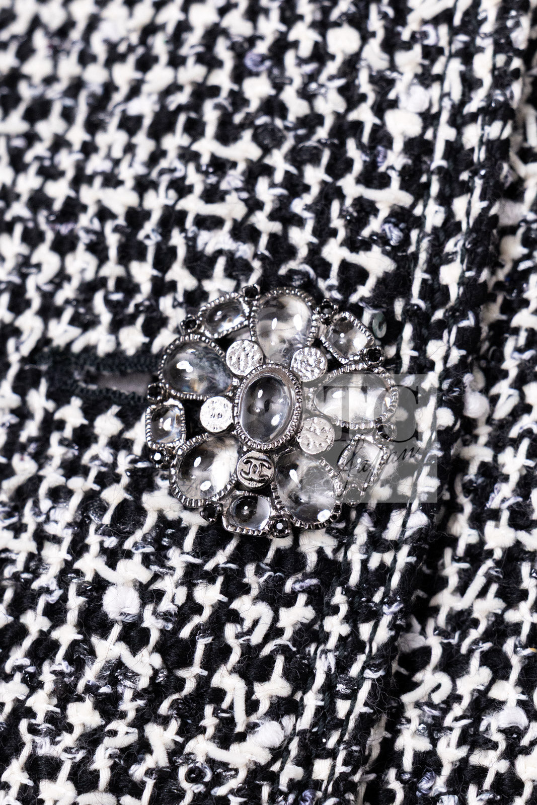 CHANEL 15C Black White Sequin Cotton Wool Tweed Jacket 36 シャネル ブラック ホワイト スパンコール コットン ウール ツイード ジャケット 即発