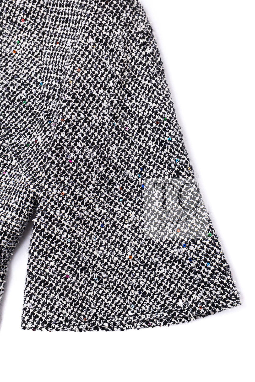 CHANEL 15C Black White Sequin Cotton Wool Tweed Jacket 36 シャネル ブラック ホワイト スパンコール コットン ウール ツイード ジャケット 即発
