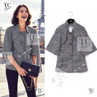 CHANEL 15C Black White Sequin Cotton Wool Tweed Jacket 36 シャネル ブラック ホワイト スパンコール コットン ウール ツイード ジャケット 即発