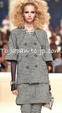 CHANEL 15C Black White Sequin Cotton Wool Tweed Jacket 36 シャネル ブラック ホワイト スパンコール コットン ウール ツイード ジャケット 即発