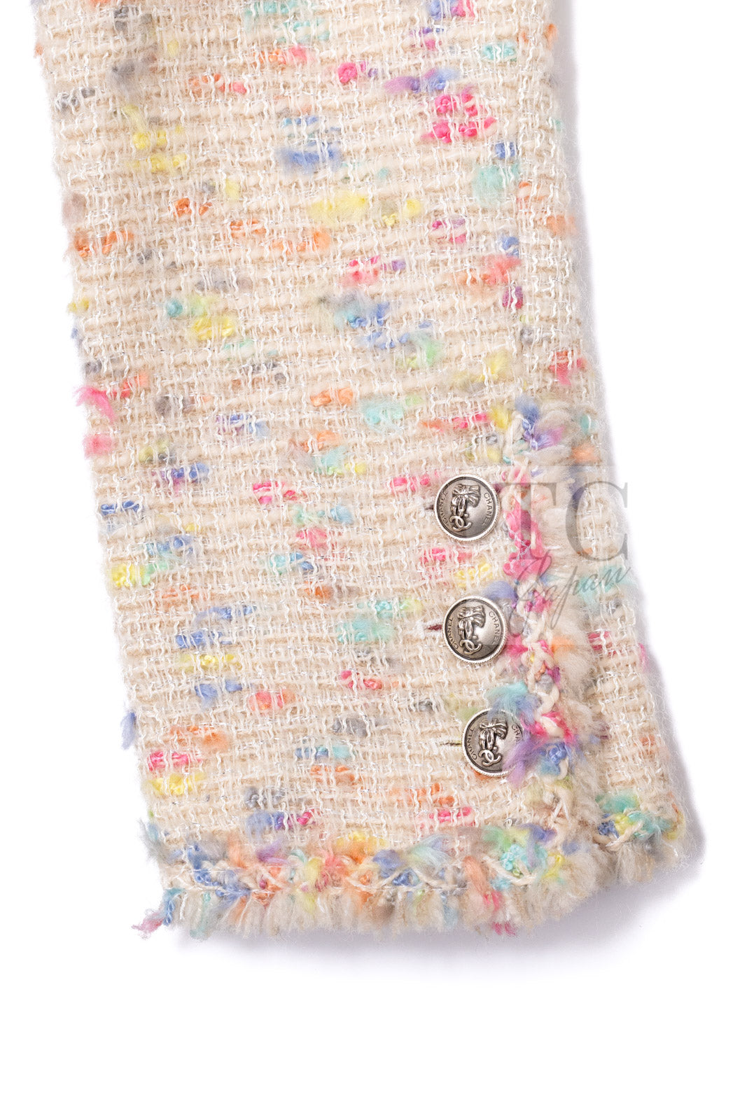 シャネル ジャケット CHANEL アイボリー マルチ ジッパー ウール
