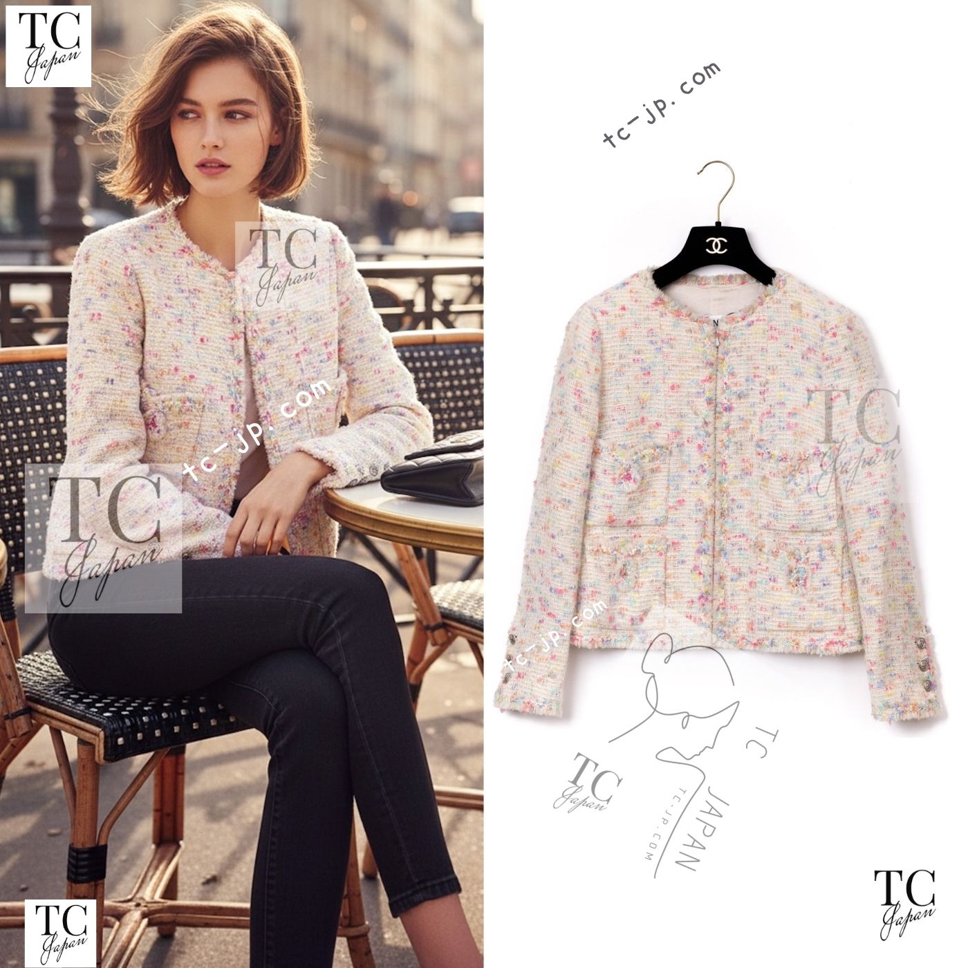 CHANEL 04A Ivory Multi Zipper Wool Tweed Jacket 38 シャネル アイボリー マルチ ジッパー ウール ツイード ジャケット 即発