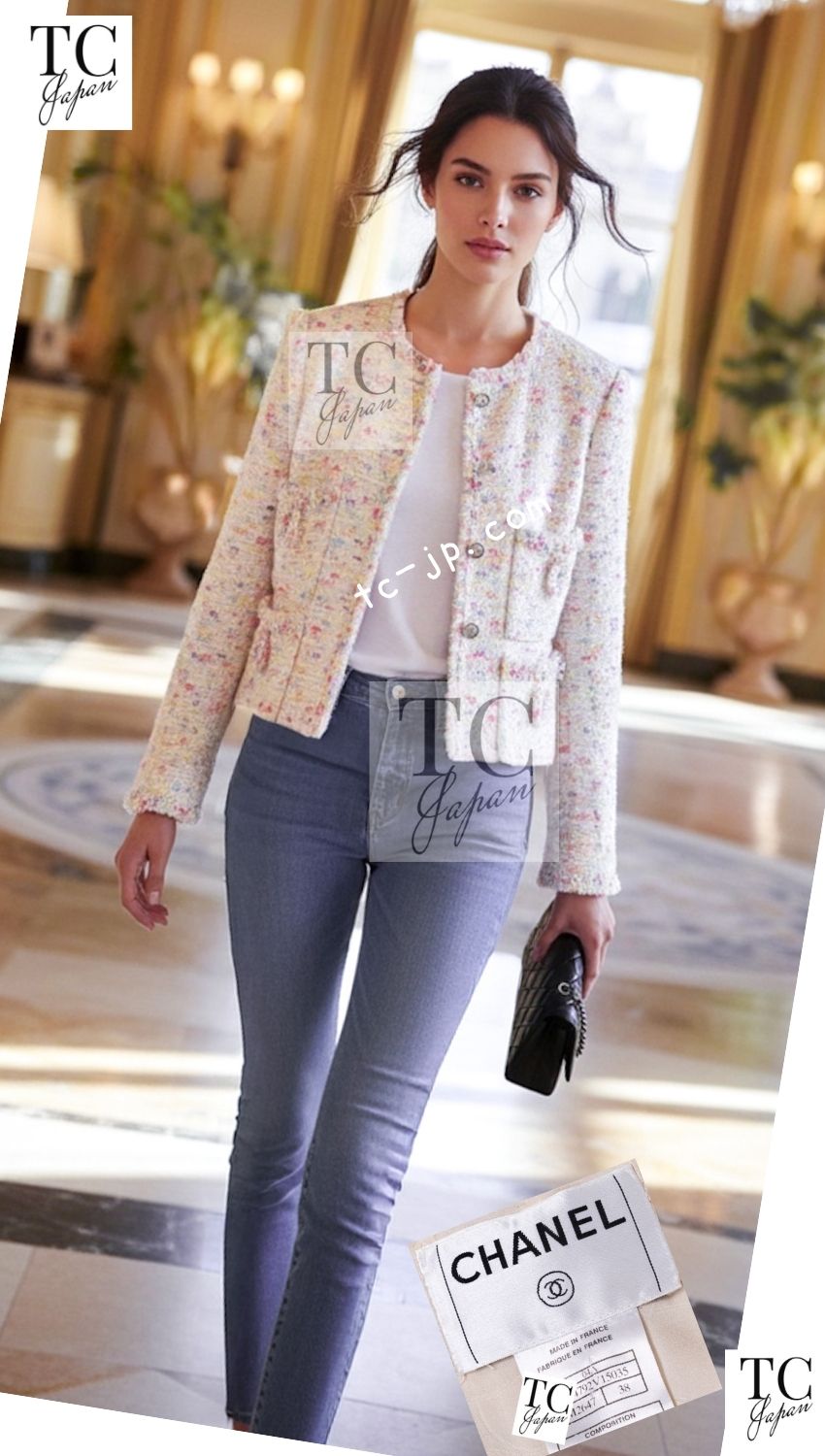 CHANEL 04A Ivory Multi Zipper Wool Tweed Jacket 38 シャネル アイボリー マルチ ジッパー ウール ツイード ジャケット 即発