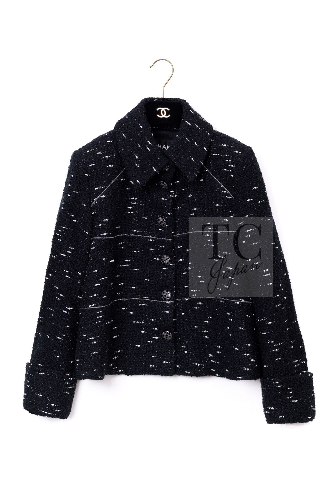 CHANEL 18A Black White Tweed Jacket 38 シャネル ブラック ホワイト ツイード ジャケット 即発