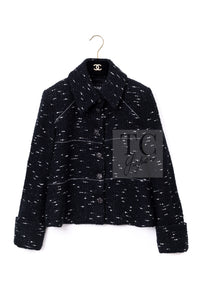 CHANEL 18A Black White Tweed Jacket 38 シャネル ブラック ホワイト ツイード ジャケット 即発