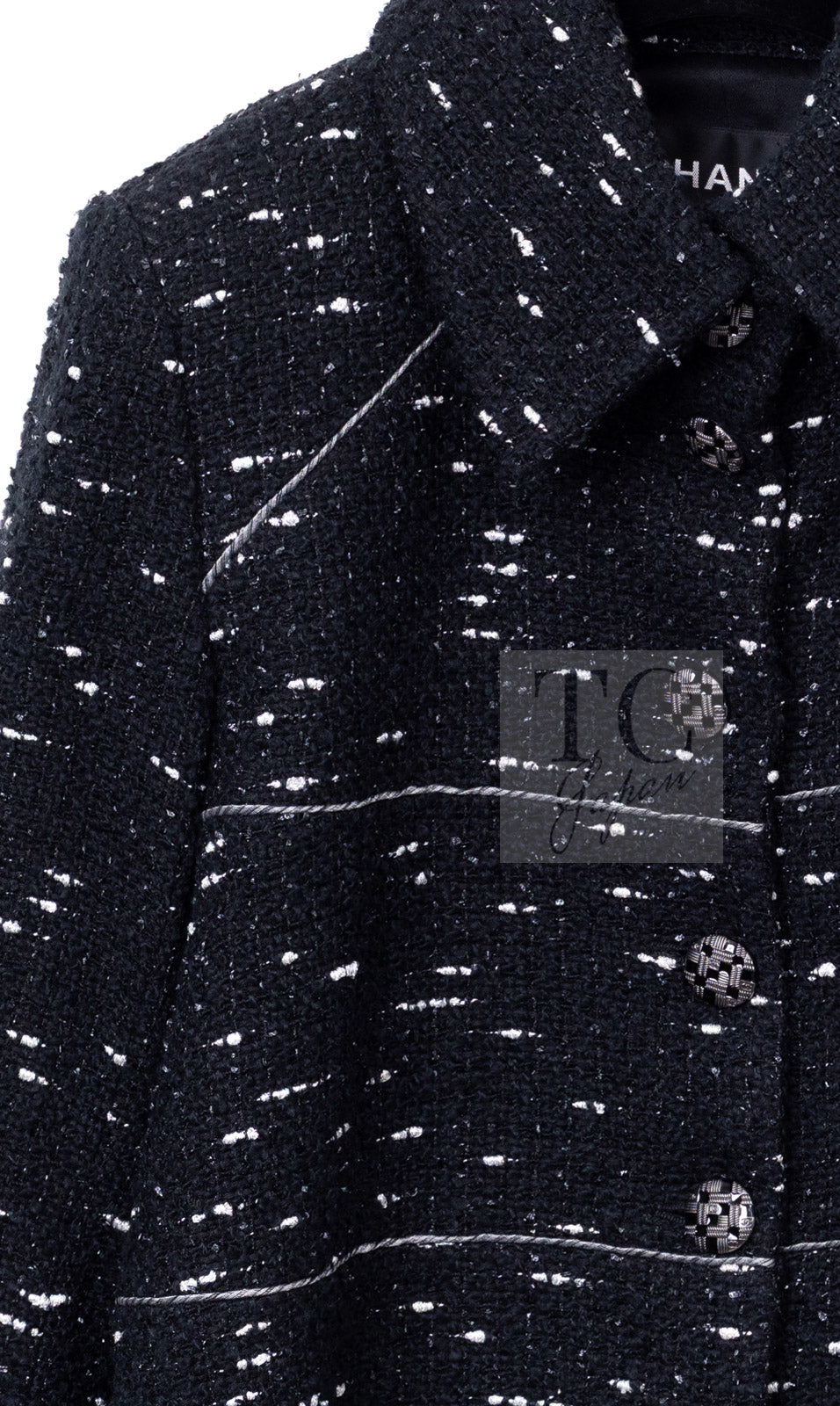CHANEL 18A Black White Tweed Jacket 38 シャネル ブラック ホワイト ツイード ジャケット 即発