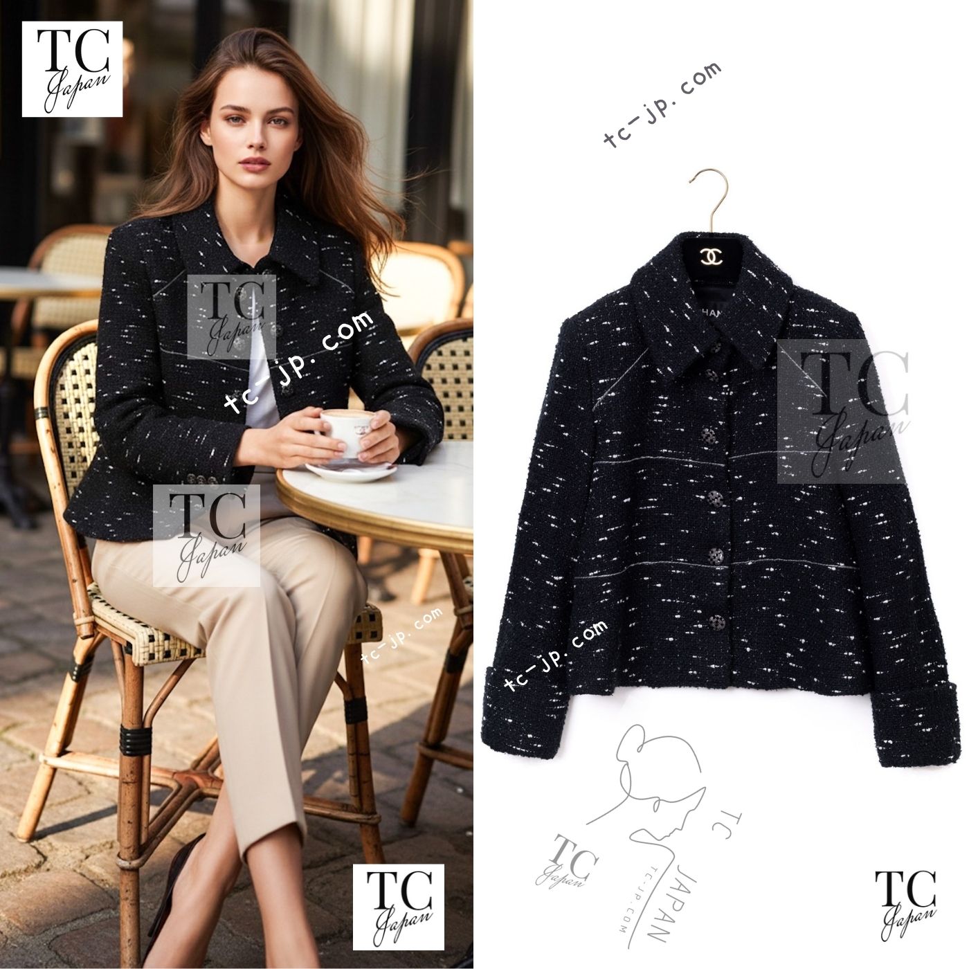 CHANEL 18A Black White Tweed Jacket 38 シャネル ブラック ホワイト ツイード ジャケット 即発
