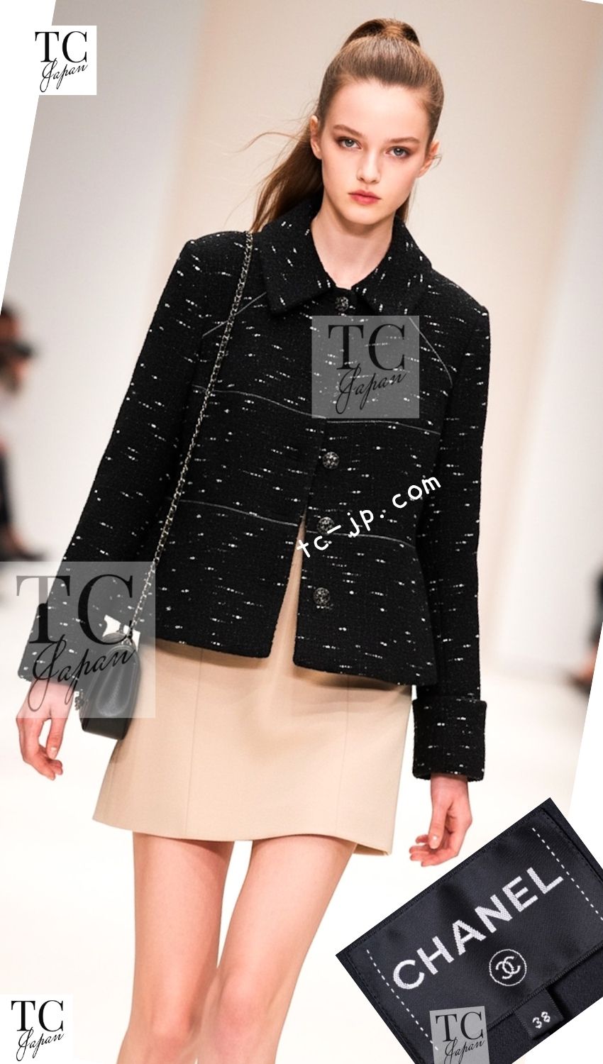CHANEL 18A Black White Tweed Jacket 38 シャネル ブラック ホワイト ツイード ジャケット 即発