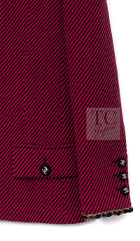 CHANEL 20PF Red Black Wool Cashmere V Neck Tweed Jacket 38 シャネル レッド ブラック ウール カシミヤ ツイード ジャケット 即発