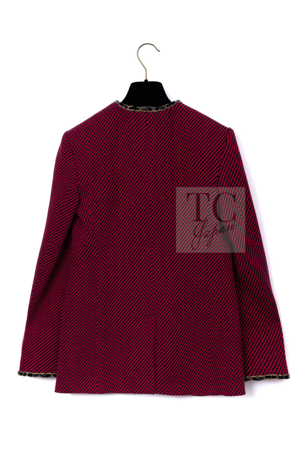 CHANEL 20PF Red Black Wool Cashmere V Neck Tweed Jacket 38 シャネル レッド ブラック ウール カシミヤ ツイード ジャケット 即発