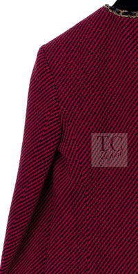 CHANEL 20PF Red Black Wool Cashmere V Neck Tweed Jacket 38 シャネル レッド ブラック ウール カシミヤ ツイード ジャケット 即発