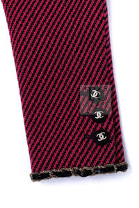 CHANEL 20PF Red Black Wool Cashmere V Neck Tweed Jacket 38 シャネル レッド ブラック ウール カシミヤ ツイード ジャケット 即発