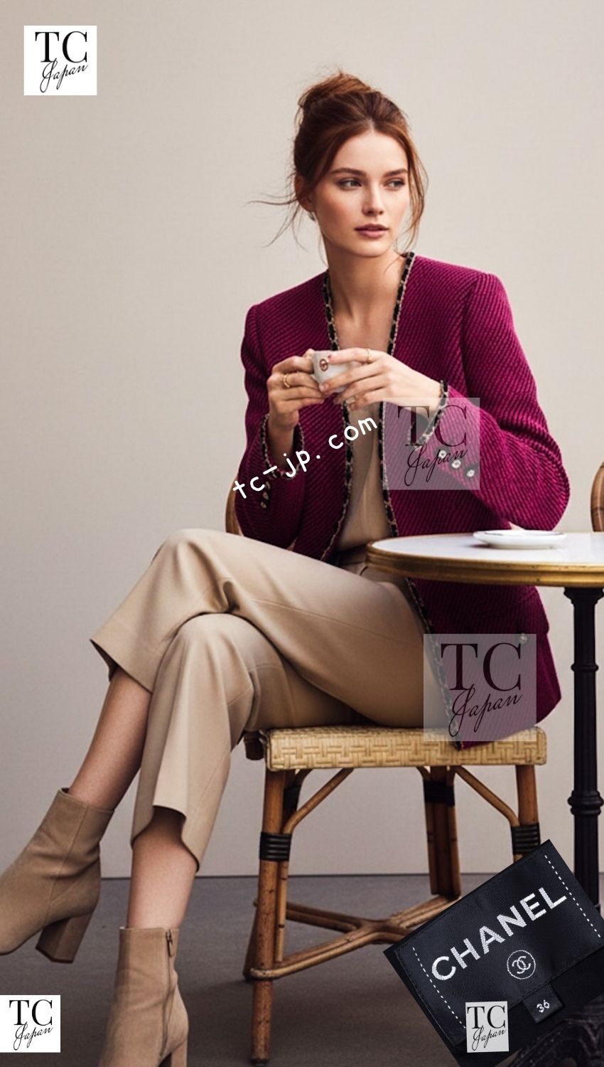 CHANEL 20PF Red Black Wool Cashmere V Neck Tweed Jacket 38 シャネル レッド ブラック ウール カシミヤ ツイード ジャケット 即発