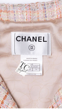 CHANEL 04S Nude Beige Pink Multicolor Mix Gold CC Buttons Tweed Jacket 38 シャネル ヌード ベージュ ピンク マルチカラー ミックス ゴールド CC ボタン ツイード ジャケット 即発