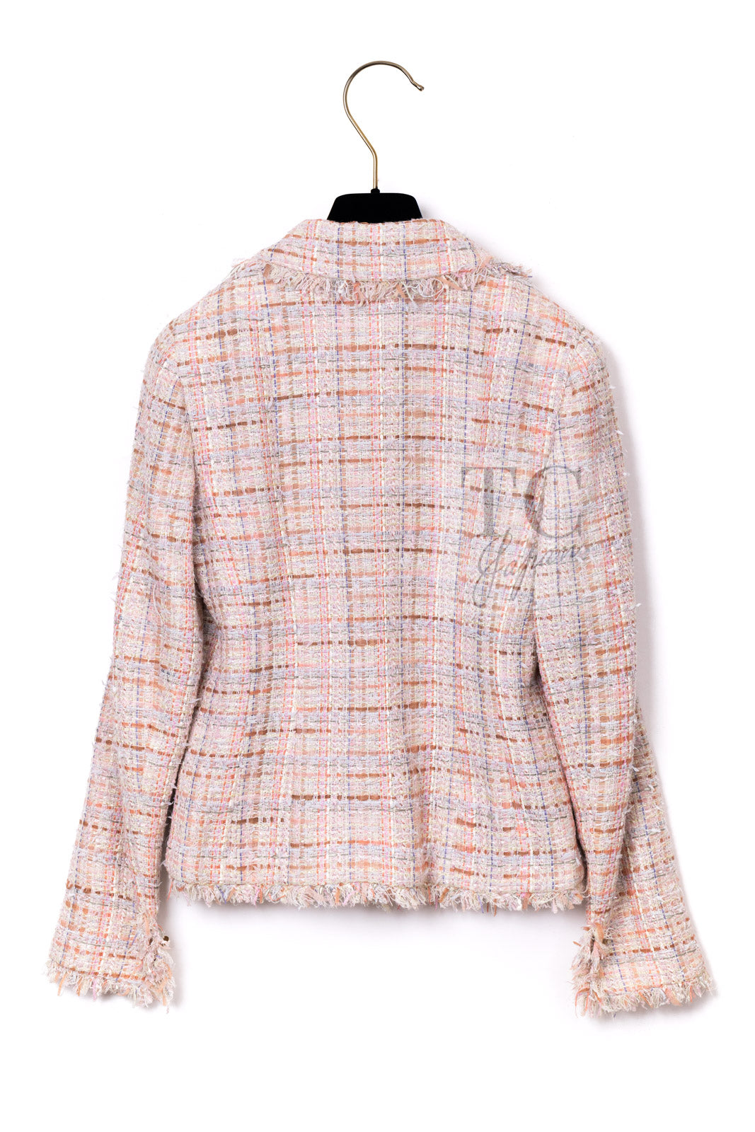 CHANEL 04S Nude Beige Pink Multicolor Mix Gold CC Buttons Tweed Jacket 38 シャネル ヌード ベージュ ピンク マルチカラー ミックス ゴールド CC ボタン ツイード ジャケット 即発