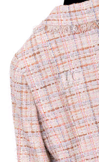 CHANEL 04S Nude Beige Pink Multicolor Mix Gold CC Buttons Tweed Jacket 38 シャネル ヌード ベージュ ピンク マルチカラー ミックス ゴールド CC ボタン ツイード ジャケット 即発