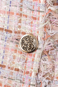 CHANEL 04S Nude Beige Pink Multicolor Mix Gold CC Buttons Tweed Jacket 38 シャネル ヌード ベージュ ピンク マルチカラー ミックス ゴールド CC ボタン ツイード ジャケット 即発