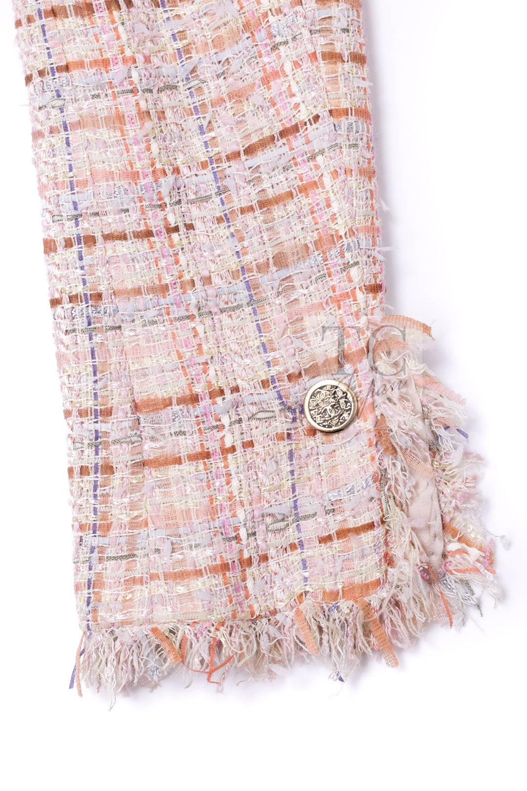 CHANEL 04S Nude Beige Pink Multicolor Mix Gold CC Buttons Tweed Jacket 38 シャネル ヌード ベージュ ピンク マルチカラー ミックス ゴールド CC ボタン ツイード ジャケット 即発