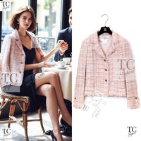 CHANEL 04S Nude Beige Pink Multicolor Mix Gold CC Buttons Tweed Jacket 38 シャネル ヌード ベージュ ピンク マルチカラー ミックス ゴールド CC ボタン ツイード ジャケット 即発