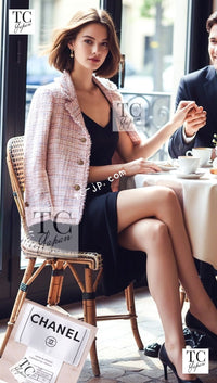 CHANEL 04S Nude Beige Pink Multicolor Mix Gold CC Buttons Tweed Jacket 38 シャネル ヌード ベージュ ピンク マルチカラー ミックス ゴールド CC ボタン ツイード ジャケット 即発