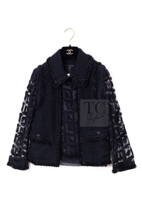 CHANEL 09C Black Jewel Embellished Mesh Lesage Tweed Cardigan Jacket Tops 34 36 シャネル ブラック ジュエリー ビーズ メッシュレース カーディガン ジャケット トップス 即発 - TC JAPAN