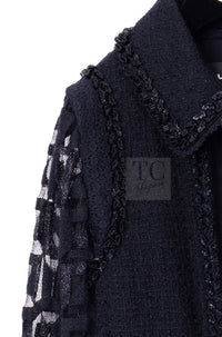 CHANEL 09C Black Jewel Embellished Mesh Lesage Tweed Cardigan Jacket Tops 34 36 シャネル ブラック ジュエリー ビーズ メッシュレース カーディガン ジャケット トップス 即発 - TC JAPAN
