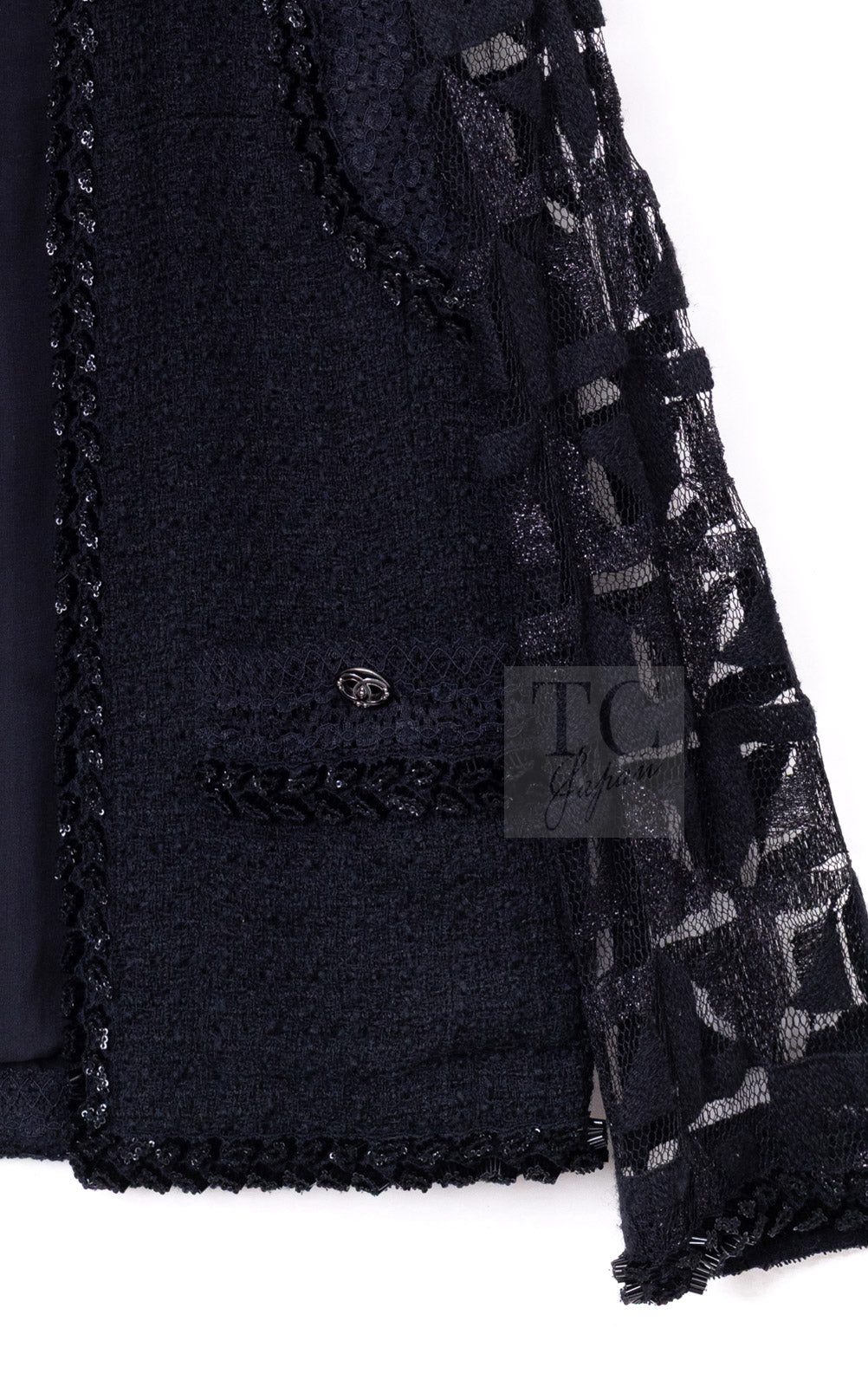 CHANEL 09C Black Jewel Embellished Mesh Lesage Tweed Cardigan Jacket Tops 34 36 シャネル ブラック ジュエリー ビーズ メッシュレース カーディガン ジャケット トップス 即発 - TC JAPAN