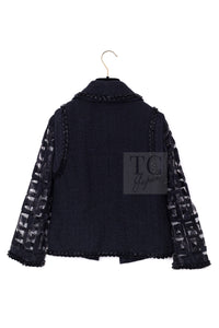 CHANEL 09C Black Jewel Embellished Mesh Lesage Tweed Cardigan Jacket Tops 34 36 シャネル ブラック ジュエリー ビーズ メッシュレース カーディガン ジャケット トップス 即発 - TC JAPAN