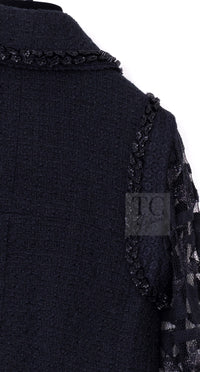 CHANEL 09C Black Jewel Embellished Mesh Lesage Tweed Cardigan Jacket Tops 34 36 シャネル ブラック ジュエリー ビーズ メッシュレース カーディガン ジャケット トップス 即発 - TC JAPAN