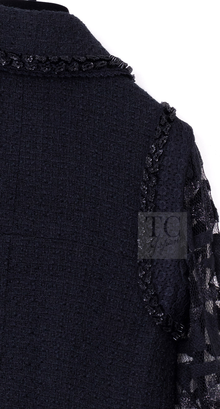 CHANEL 09C Black Jewel Embellished Mesh Lesage Tweed Cardigan Jacket Tops 34 36 シャネル ブラック ジュエリー ビーズ メッシュレース カーディガン ジャケット トップス 即発 - TC JAPAN