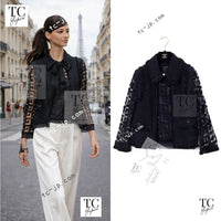 CHANEL 09C Black Jewel Embellished Mesh Lesage Tweed Cardigan Jacket Tops 34 36 シャネル ブラック ジュエリー ビーズ メッシュレース カーディガン ジャケット トップス 即発