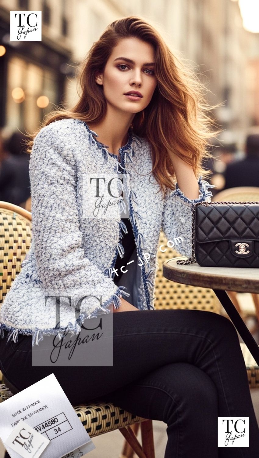 CHANEL 18S White Blue Meatalic Collarless Tweed Jacket 34 36 シャネル ホワイト ブルー ラメ ノーカラー ツイード ジャケット 即発