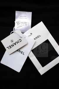 CHANEL 25S Black Cotton Collarless Tweed Jacket 40 シャネル ブラック コットン ノーカラー ツイード ジャケット カメリアボタン 即発