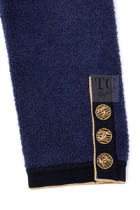 CHANEL 19C Navy Black Gold Cotton Cardigan Jacket 36 シャネル ネイビー ブラック ゴールド コットン カーディガン ジャケット 即発
