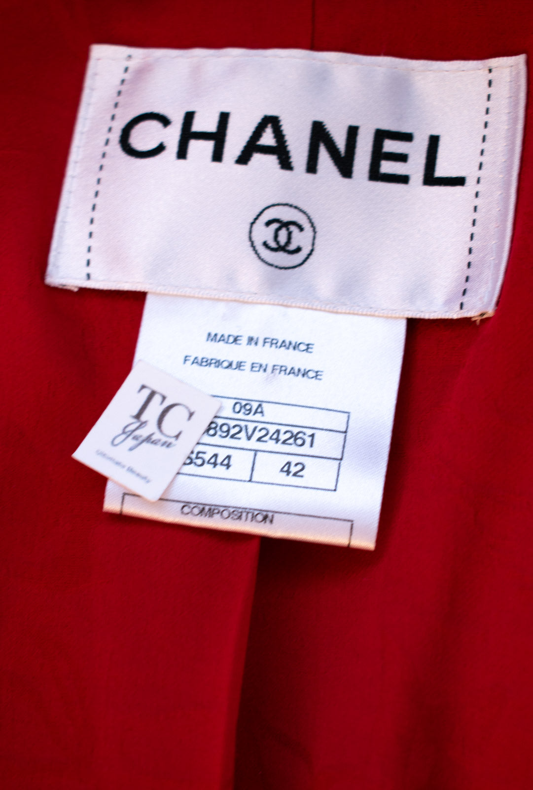 CHANEL 09PF Red Black Trim Wool Zipper Tweed Jacket 42 シャネル レッド ブラック トリム ウール ジッパー ツイード ジャケット 即発 - TC JAPAN