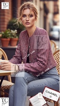 CHANEL 15C Red Multi Gripoix Button Tweed Jacket 36 38 シャネル レッド マルチカラー グリポア 宝石 ボタン ツイード ジャケット 即発