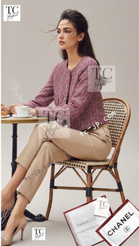 CHANEL 15C Red Multi Gripoix Button Tweed Jacket 36 38 シャネル レッド マルチカラー グリポア 宝石 ボタン ツイード ジャケット 即発