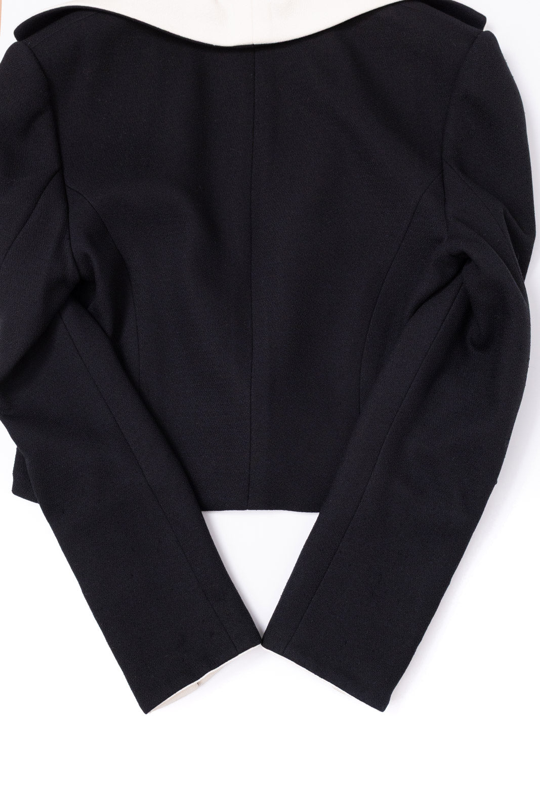 CHANEL Jacket 22C Black White Sailor Collar Silk Crepe 38 シャネル ブラック ホワイト カラー 襟 シルク クレイプ ジャケット