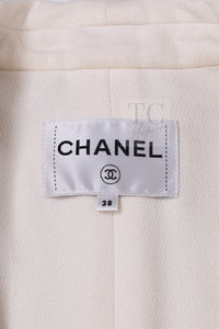 シャネル CHANEL ジャケット 22C ブラック ホワイト カラー 襟 シルク クレイプ ジャケット 38